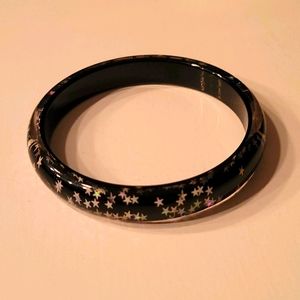 Lucite Black & Silver Holographic Stars Bangle